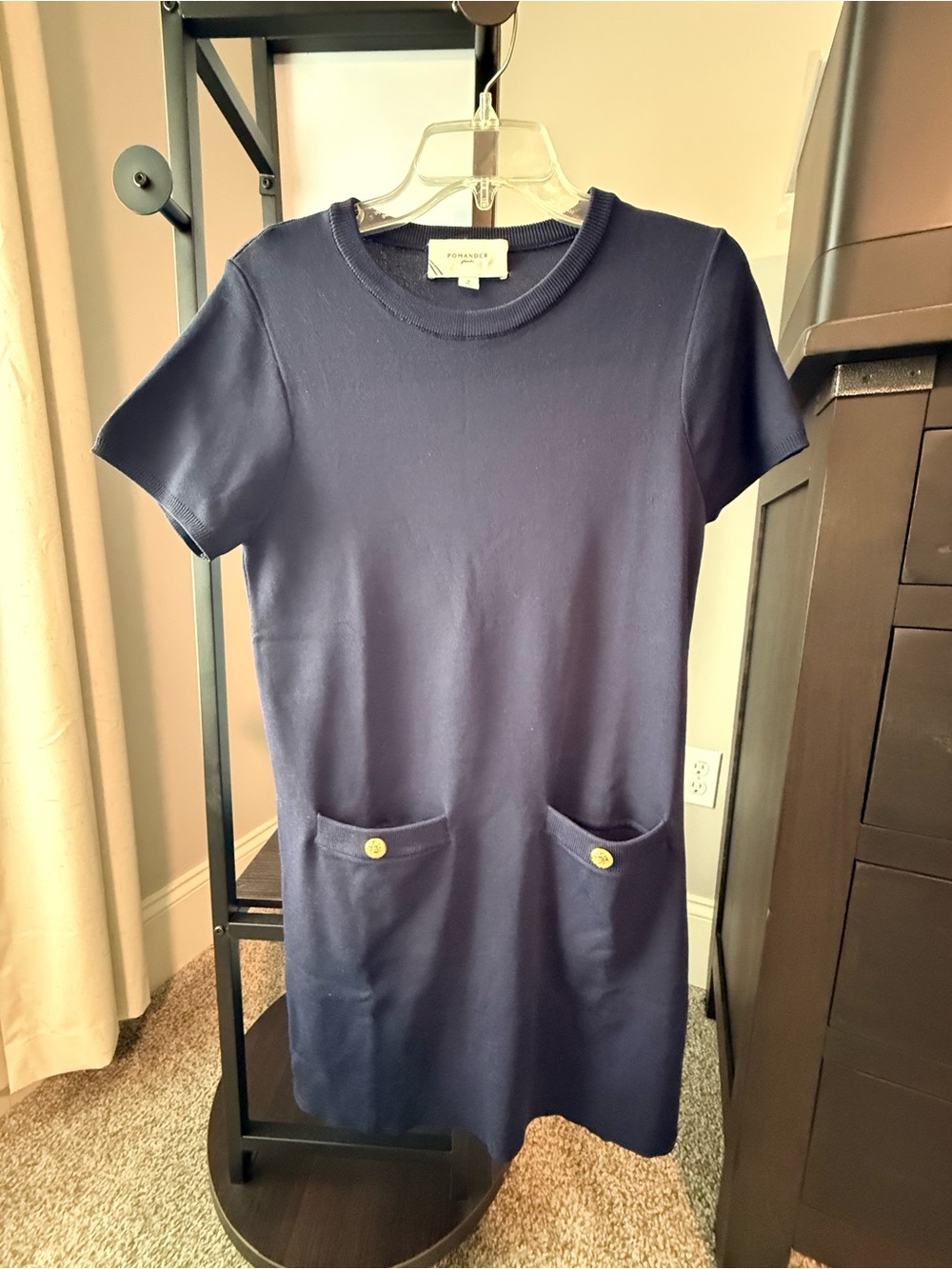 Pomander Place Navy Short-Sleeve Pocket Mini Dress